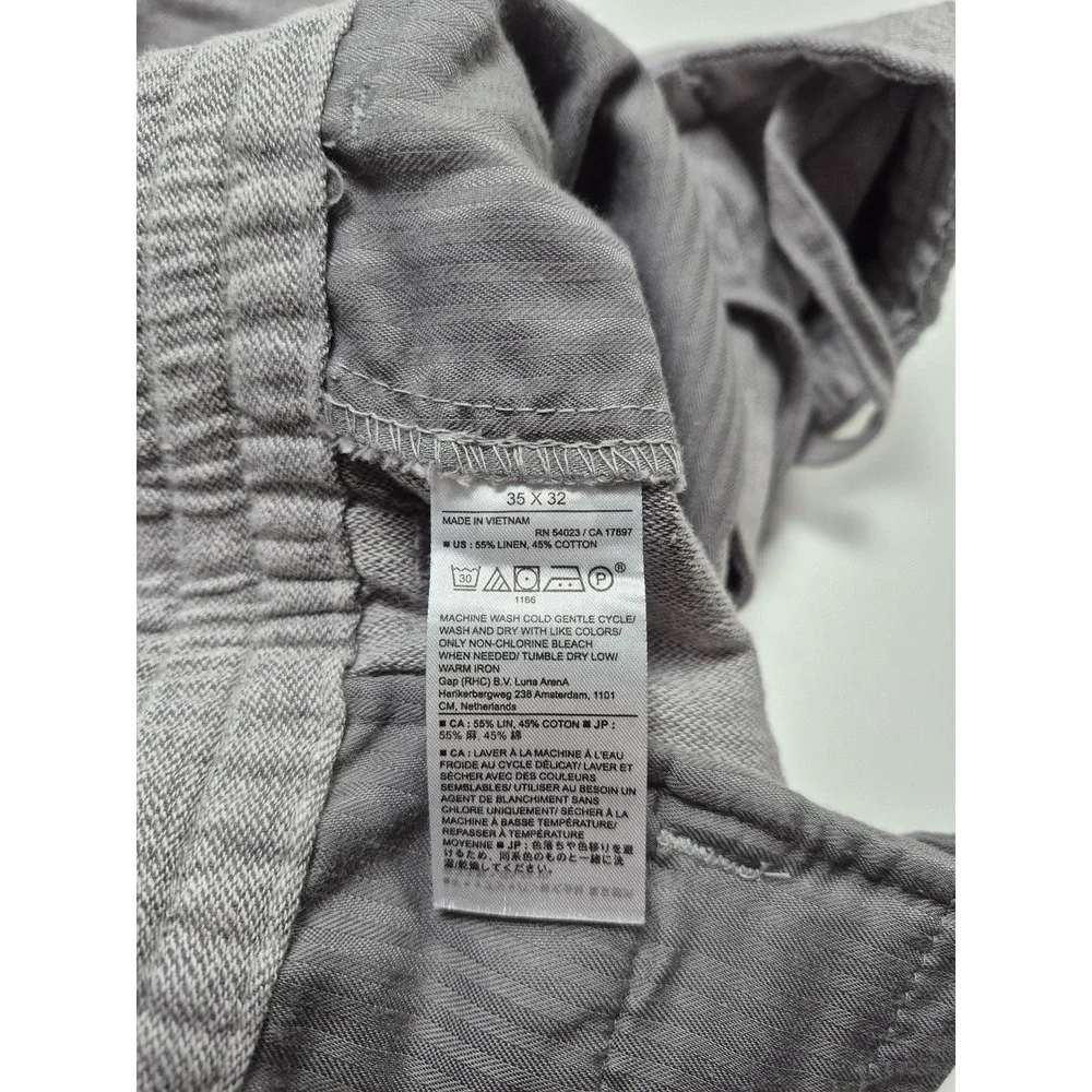 Banana Republic Chino Pants Mens 35x29 Gray Linen Blend Athletic Tapered Summer